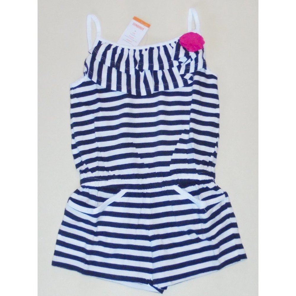 Gymboree Girls Navy White Striped Romper 6 NEW
